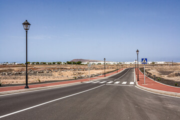 new street in Playa Blanca i open area to create the infrastructure for building houses in...