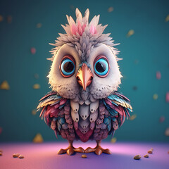 3d cute owl character
