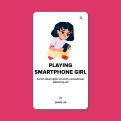 gamer playing smartphone girl vector