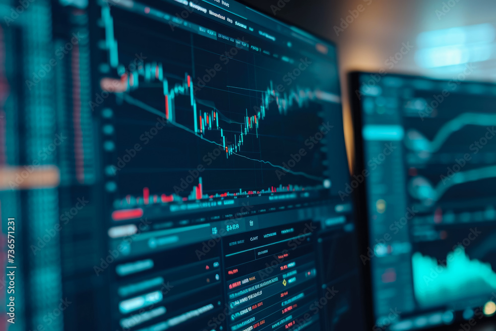 Aufkleber close-up of a computer screen showing a cryptocurrency trading platform