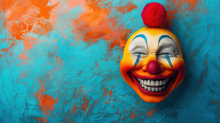 Funny Background dedicated to the Day of laughter, with various attributes for practical jokes, Copy Space