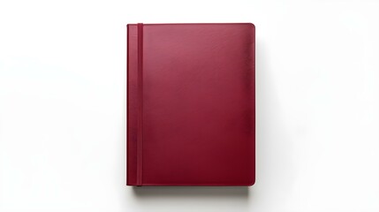 Blank burgundy Notebook on a white Background. Business Mockup with Copy Space