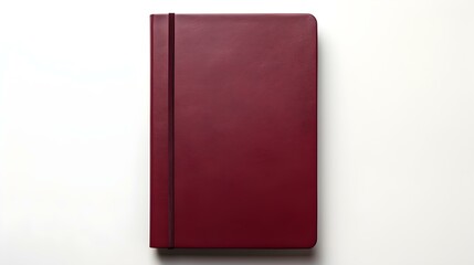 Blank burgundy Notebook on a white Background. Business Mockup with Copy Space