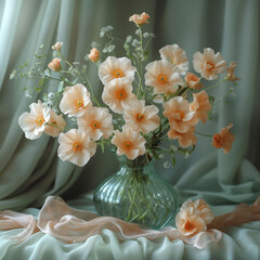 raceful Poppies: A Serene Floral Arrangement in Pastel Hues