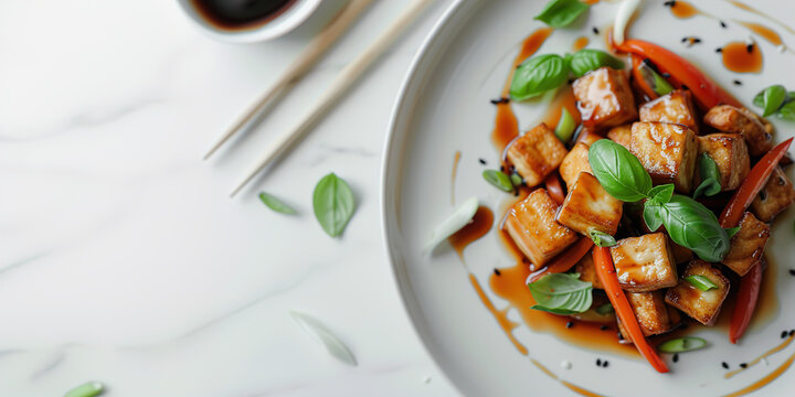 Vegetarian Tofu dish. Image for Cafe and Restaurant Menus