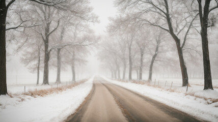 Obraz premium winter road in the fog