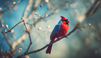 blue cardinal, isolated white background
