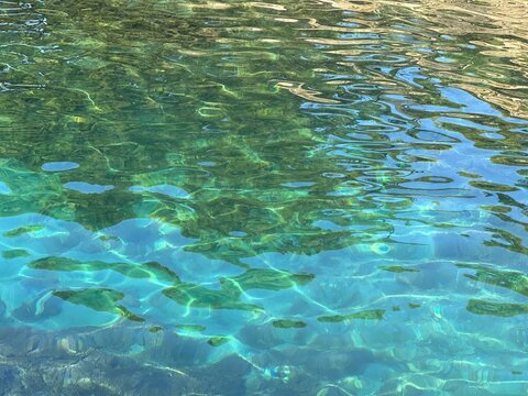 Sea transparent turquoise blue water surface.
