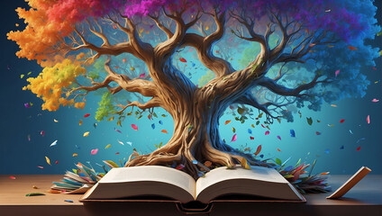 Magia wiedzy wypływająca z otwartej książki © MS