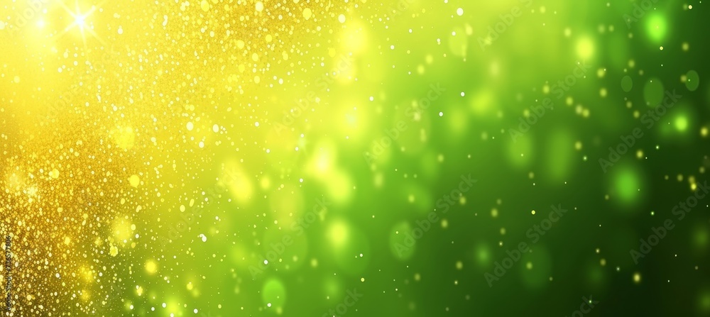 Aufkleber golden bokeh on defocused emerald green background abstract blur bokeh banner background