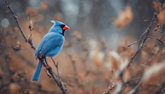 blue cardinal, isolated white background
