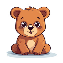 Obraz na płótnie Canvas Cute cartoon teddy bear sitting on the grass. Vector illustration.