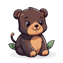 Cute little bear sitting on a white background. Vector illustration.