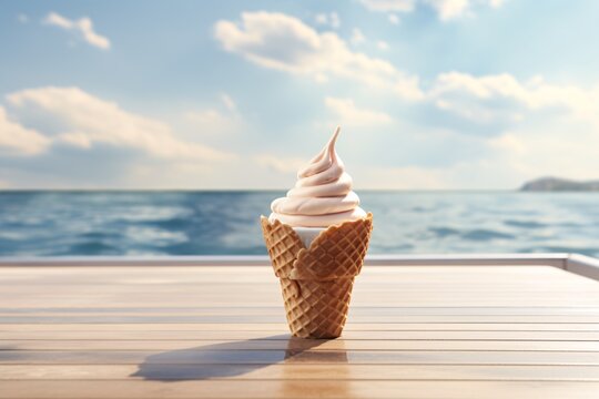 a ice cream cone on a table