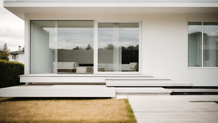 Fragment of a White Exterior Modern Living House"
