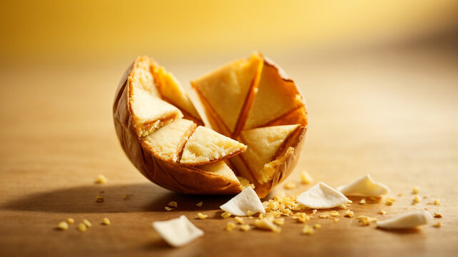 "Fortune Cookie with Broken Piece and Prediction Inside"