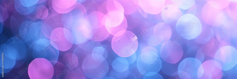 Poster abstract bokeh banner background with soft light blue and delicate pale pink bokeh elements.