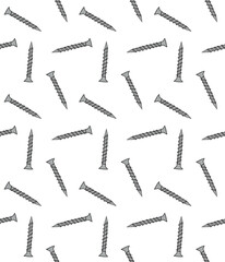 Vector seamless pattern of hand drawn doodle sketch colored screw isolated on white background