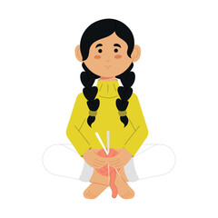 relaxed woman knitting Hygge concept Vector illustration