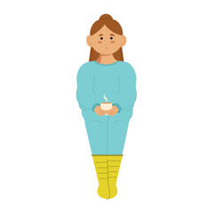 Relaxed woman taking a coffee cup Vector illustration