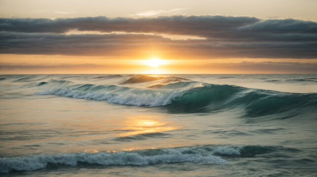 "Golden Horizon: Capturing the Rising Sun Above the Ocean in a Horizontal Shot"