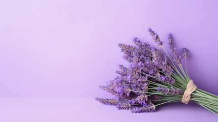 tied lavender bundle on pastel violet background