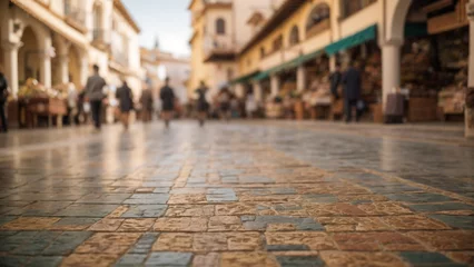 Fototapeten "Atarazanas' Medieval Mosaic: A Cityscape View Through Time" © adon