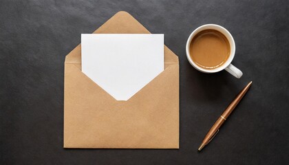 Obraz na płótnie Canvas open brown envelope with blank letter isolated with clipping path for mockup