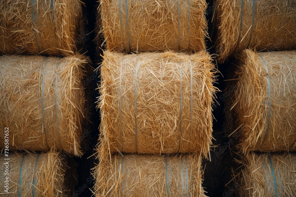 Poster harvesting hay. backdrop with selective focus and copy space