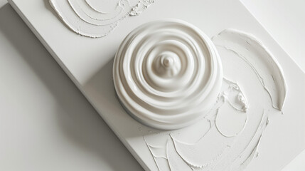 A creative spiral-shaped, white hand cream tube on a white canvas, perfect for an innovative branding mockup.