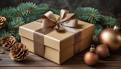 Naklejka na ściany i meble regalo de navidad al estilo beige oscuro y bronce detalles hiperrealistas combinaciones de colores vibrantes