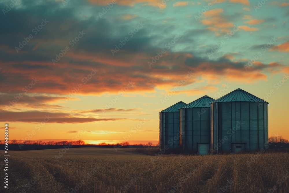 Poster elevator on a farm. background with selective focus and copy space