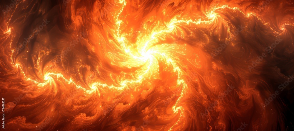 Poster fiery vortex mesmerizing lava and electrifying energy in a dynamic elemental whirlpool.