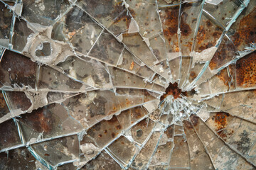 Broken glass texture close up