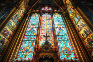 Obraz premium stained glass window,colorful glass window,Stained glass church window