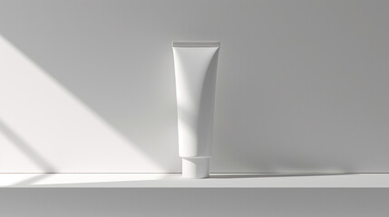 A rectangular, empty white hand cream tube on a clean white surface, offering a versatile mockup.