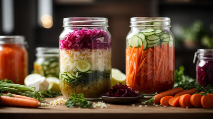 "Culinary Wellness Canvas: Probiotics Food Background with Korean Carrot, Kimchi, and Beet"

