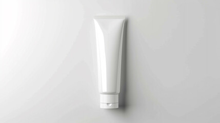 A white, elongated oval hand cream tube on a white background, designed for an elegant and sophisticated mockup.