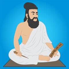 Vector illustration of Thiruvalluvar , commonly known as 'Valluvar', was a celebrated Tamil poet and philosopher. He is best known as the author of the 'Thirukkural'	
