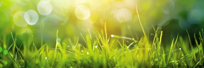 Close-up of grass in the morning - AI Generated