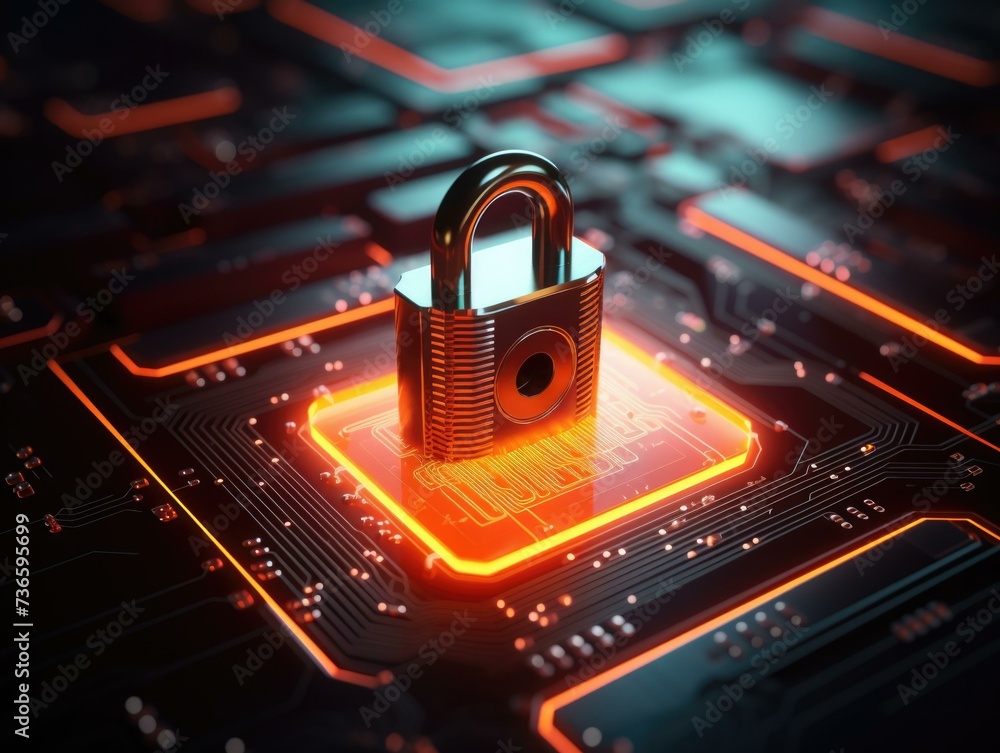 Poster protection the data from cyberattacks. generative ai.