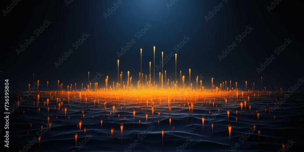 Aufkleber abstract background with glowing orange light waves on the ocean. generative ai.
