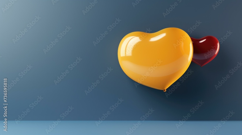 Poster 3d rendering of a heart shaped balloon. generative ai.