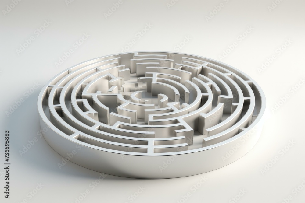 Poster a 3d image of a maze on a white background. generative ai.