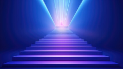 Staircase with light coming from the top. Generative AI.