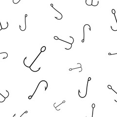 Fisherman equipment seamless fishing steel hook pattern for wrapping paper and fabrics and linens and hobby