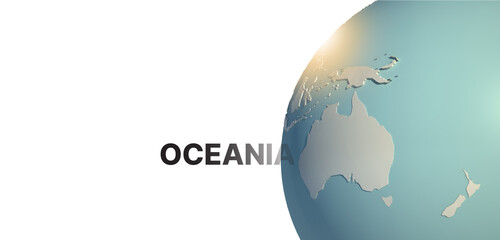 Oceania.
3d rendering Globe Background, 3d Model Of Earth.