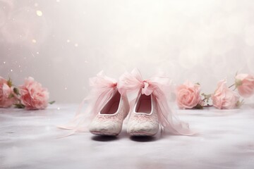 Pointe shoes background. Elegance pink. Generate Ai