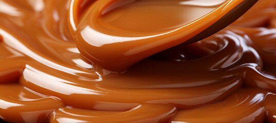 Smooth melted caramel toffee background with swirl effectdelicious confectionery and sweet treats