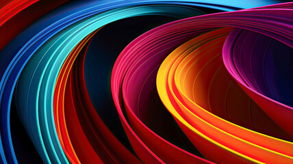 Dark wallpaper, central multicolor spiral, intense yellow, red, blue hues.